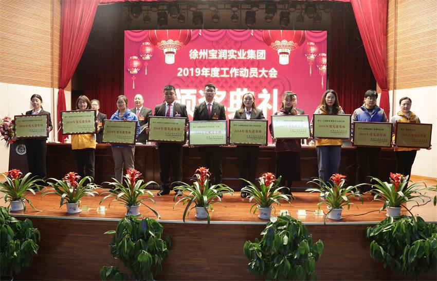 乐鱼网页版2019年度工作动员大会---集团公司领导为先进单位和先进个人代表颁奖